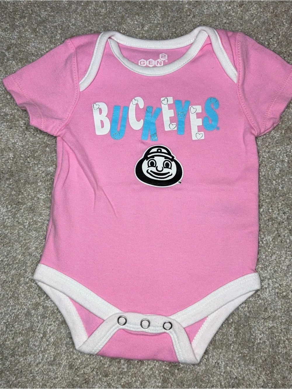 Ohio State Themed Baby Bodysuit Set - Red, Pink, White
